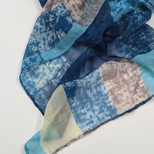 Simply Vera Vera Wang Geometric Scarf | Blue Turquoise Brown | Tan 31" x 70"